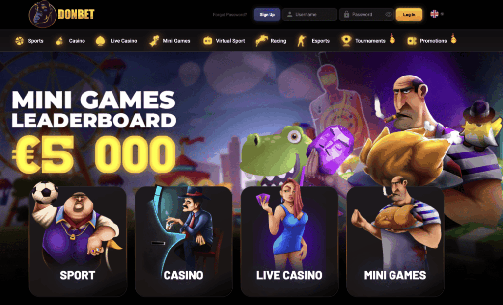 DonBet Casino homepage view